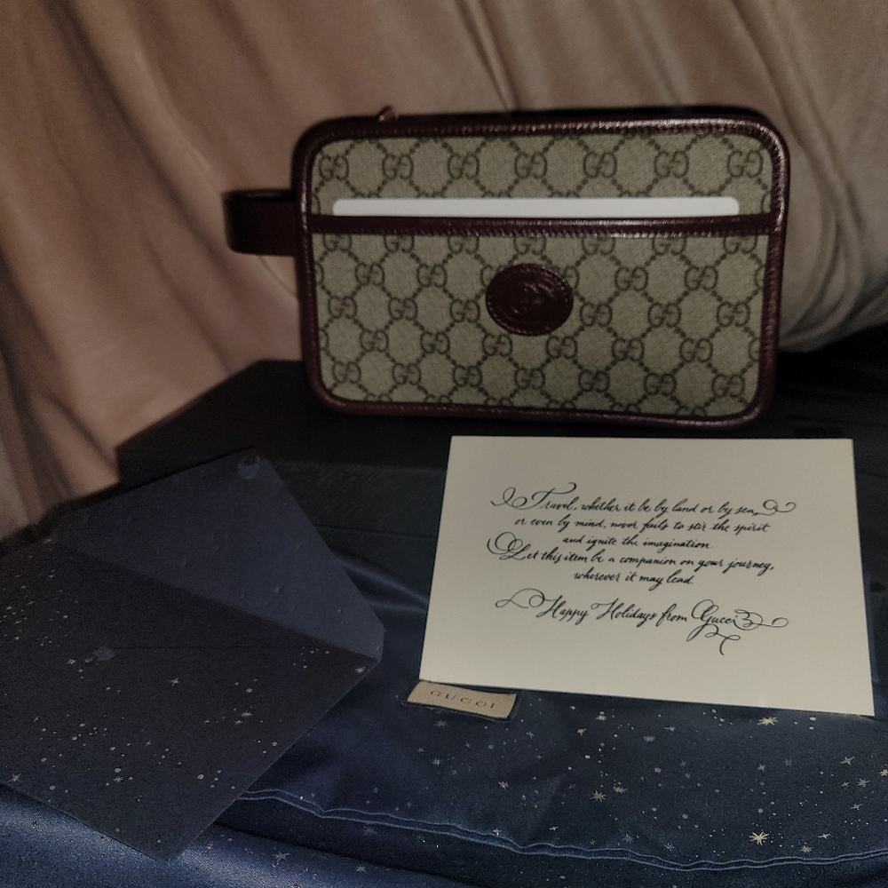 Beige/ebony GG Supreme canvas, with brown  travel pouch - Picture 6 of 6